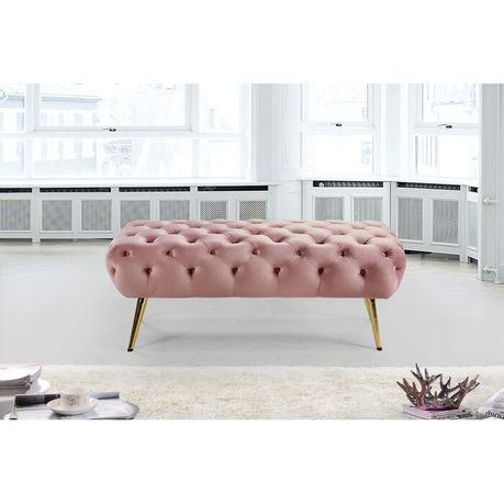 Bowdoin Upholstered Bench in Pink Velvet - Quality, Style, and Functionality for Your Home - Just Home Furniture™