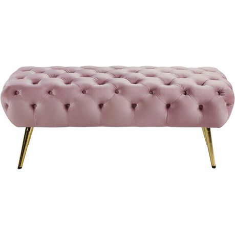 Bowdoin Upholstered Bench in Pink Velvet - Quality, Style, and Functionality for Your Home - Just Home Furniture™