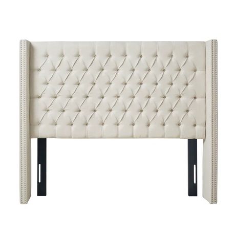 Candice Upholstered Wingback Button Tufted Headboard in Cream Beige - Quality, Style, and Functionality for Your Home - Just Home Furniture™