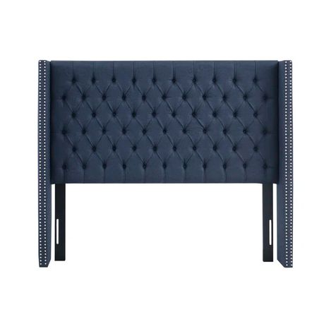 Candice Upholstered Wingback Button Tufted Headboard in Dark Blue - Quality, Style, and Functionality for Your Home - Just Home Furniture™