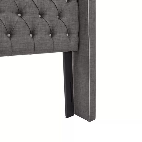 Candice Upholstered Wingback Button Tufted Headboard in Grey Beige - Quality, Style, and Functionality for Your Home - Just Home Furniture™