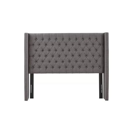 Candice Upholstered Wingback Button Tufted Headboard in Grey Beige - Quality, Style, and Functionality for Your Home - Just Home Furniture™