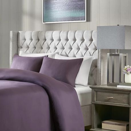 Candice Upholstered Wingback Button Tufted Headboard in Light Grey Beige - Quality, Style, and Functionality for Your Home - Just Home Furniture™