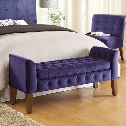Caplan Velvet Upholstered Storage Bench - Quality, Style, and Functionality for Your Home - Just Home Furniture™