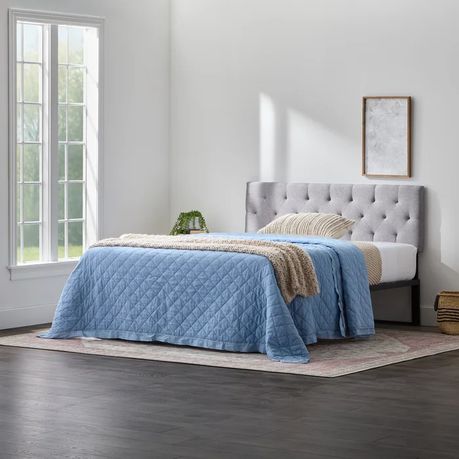 Carlysle Upholstered Headboard in Grey Velvet - Quality, Style, and Functionality for Your Home - Just Home Furniture™