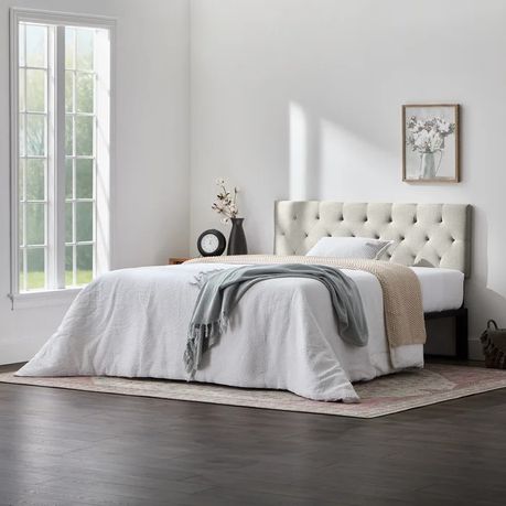 Carlysle Upholstered Headboard in Light Grey Beige - Quality, Style, and Functionality for Your Home - Just Home Furniture™
