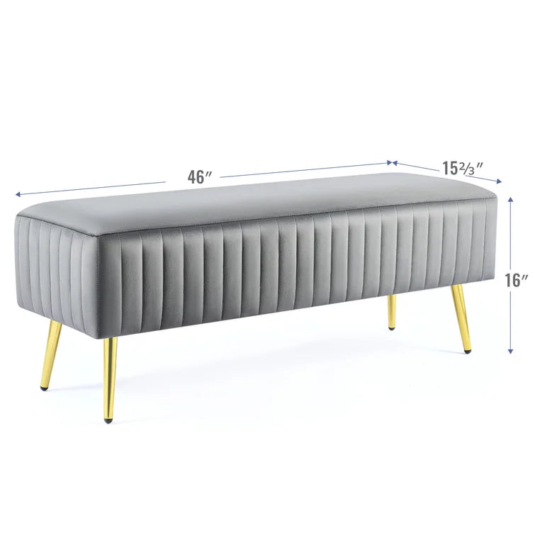Cayley-Jade Modern Upholstered Bed and Entryway Bench with Padded Velvet Seat - Quality, Style, and Functionality for Your Home - Just Home Furniture™
