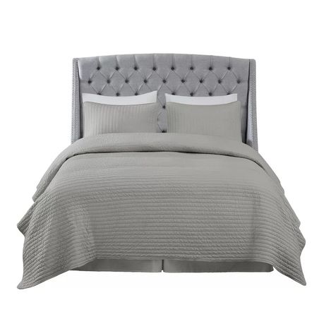 Chandeleur Upholstered Button Tufted Headboard in Grey Beige - Quality, Style, and Functionality for Your Home - Just Home Furniture™