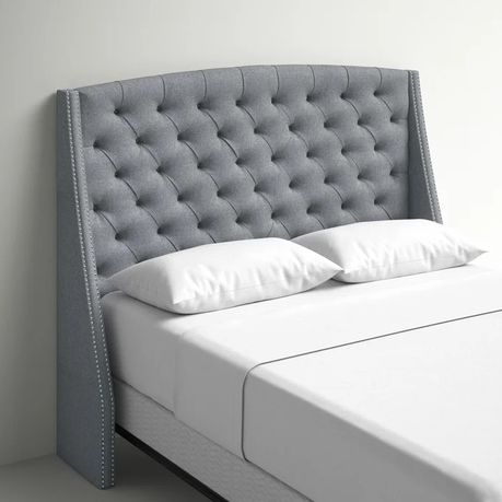 Chandeleur Upholstered Button Tufted Headboard in Grey Beige - Quality, Style, and Functionality for Your Home - Just Home Furniture™