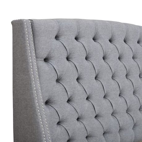Chandeleur Upholstered Button Tufted Headboard in Grey Beige - Quality, Style, and Functionality for Your Home - Just Home Furniture™