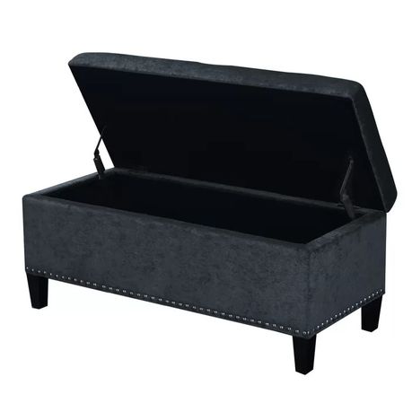 Charlton Home Storage Ottoman in Black Velvet - Quality, Style, and Functionality for Your Home - Just Home Furniture™