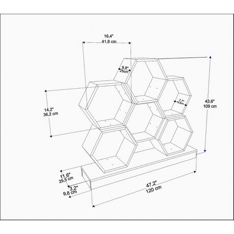 Cicek Tall Honeycomb Bookcase - 109cm - Quality, Style, and Functionality for Your Home - Just Home Furniture™