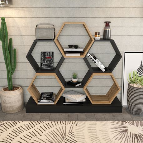 Cicek Tall Honeycomb Bookcase - 109cm - Quality, Style, and Functionality for Your Home - Just Home Furniture™