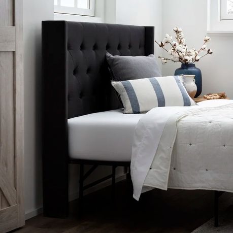 Clairlea Upholstered Headboard in Black Velvet - Quality, Style, and Functionality for Your Home - Just Home Furniture™