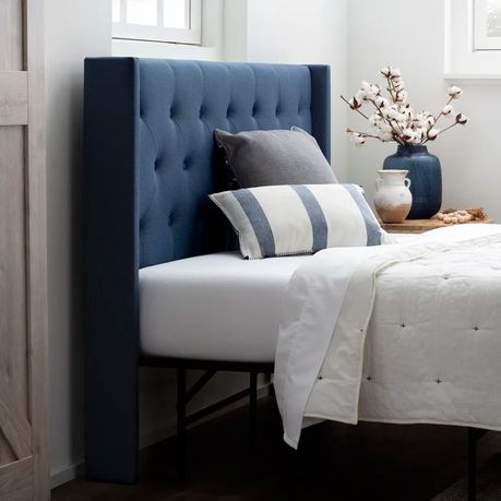 Clairlea Upholstered Headboard in Blue Velvet - Quality, Style, and Functionality for Your Home - Just Home Furniture™