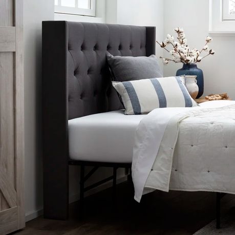 Clairlea Upholstered Headboard in Dark Grey Beige - Quality, Style, and Functionality for Your Home - Just Home Furniture™