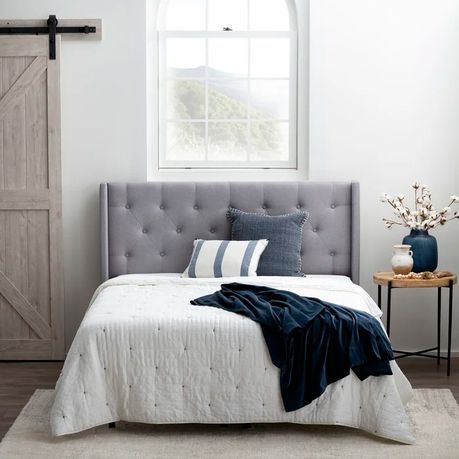 Clairlea Upholstered Headboard in Grey Velvet - Quality, Style, and Functionality for Your Home - Just Home Furniture™