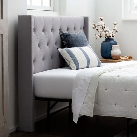 Clairlea Upholstered Headboard in Grey Velvet - Quality, Style, and Functionality for Your Home - Just Home Furniture™
