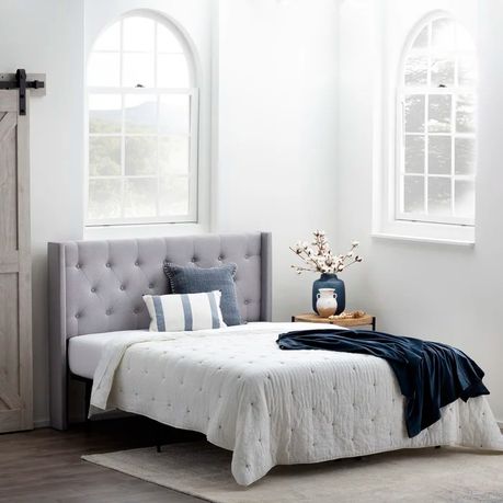 Clairlea Upholstered Headboard in Grey Velvet - Quality, Style, and Functionality for Your Home - Just Home Furniture™