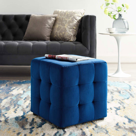 Contour Tufted Cube Performance Velvet Ottoman in Navy See more by Modway - Quality, Style, and Functionality for Your Home - Just Home Furniture™