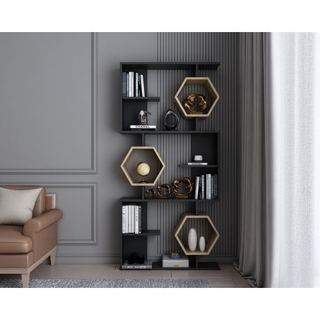 Darla 171 cm Tall Geometric Bookcase with Hexagon Shelves - Quality, Style, and Functionality for Your Home - Just Home Furniture™