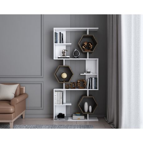 Darla 171 cm Tall Geometric Bookcase with Hexagon Shelves - Quality, Style, and Functionality for Your Home - Just Home Furniture™