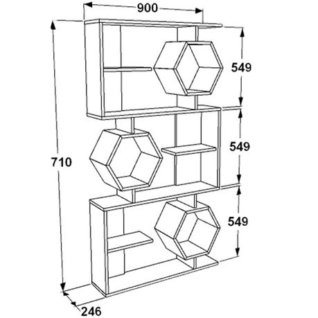 Darla 171 cm Tall Geometric Bookcase with Hexagon Shelves - Quality, Style, and Functionality for Your Home - Just Home Furniture™