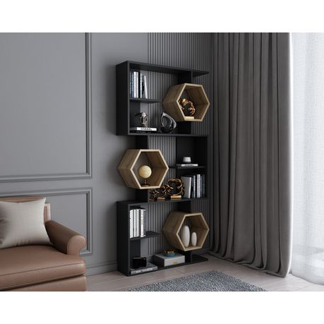 Darla 171 cm Tall Geometric Bookcase with Hexagon Shelves - Quality, Style, and Functionality for Your Home - Just Home Furniture™