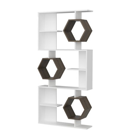 Darla 171 cm Tall Geometric Bookcase with Hexagon Shelves - Quality, Style, and Functionality for Your Home - Just Home Furniture™