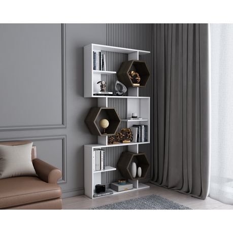 Darla 171 cm Tall Geometric Bookcase with Hexagon Shelves - Quality, Style, and Functionality for Your Home - Just Home Furniture™