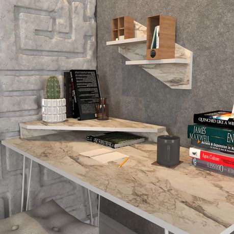 DeSalvo Brown Computer Desk with Wall Shelf - Quality, Style, and Functionality for Your Home - Just Home Furniture™
