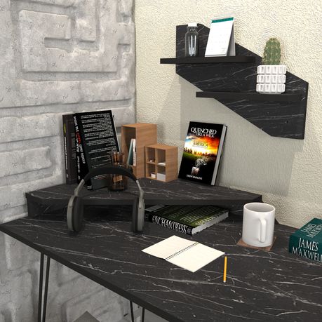 DeSalvo Brown Computer Desk with Wall Shelf - Quality, Style, and Functionality for Your Home - Just Home Furniture™