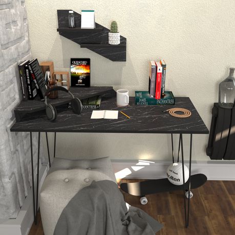 DeSalvo Brown Computer Desk with Wall Shelf - Quality, Style, and Functionality for Your Home - Just Home Furniture™