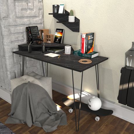 DeSalvo Brown Computer Desk with Wall Shelf - Quality, Style, and Functionality for Your Home - Just Home Furniture™