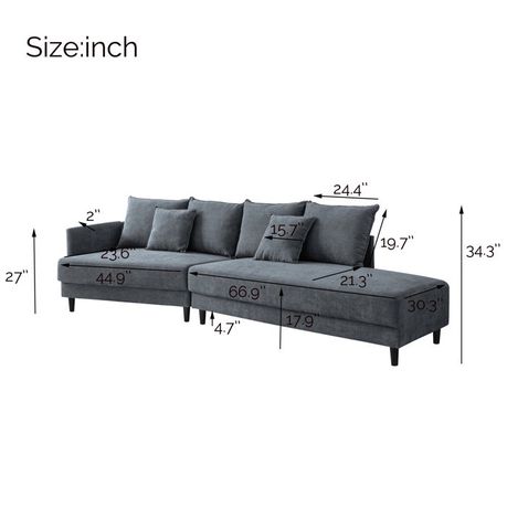 Decorotika Wide Streamlined Sectional Sofa - Quality, Style, and Functionality for Your Home - Just Home Furniture™