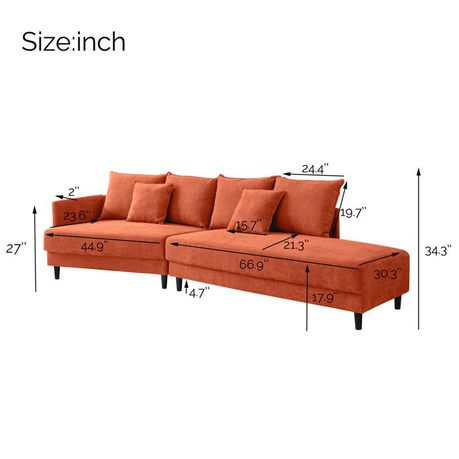 Decorotika Wide Streamlined Sectional Sofa - Quality, Style, and Functionality for Your Home - Just Home Furniture™