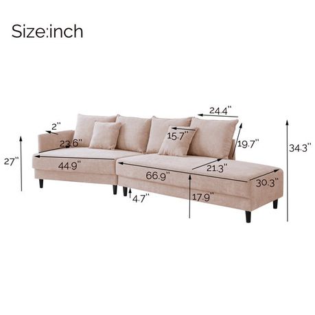 Decorotika Wide Streamlined Sectional Sofa - Quality, Style, and Functionality for Your Home - Just Home Furniture™