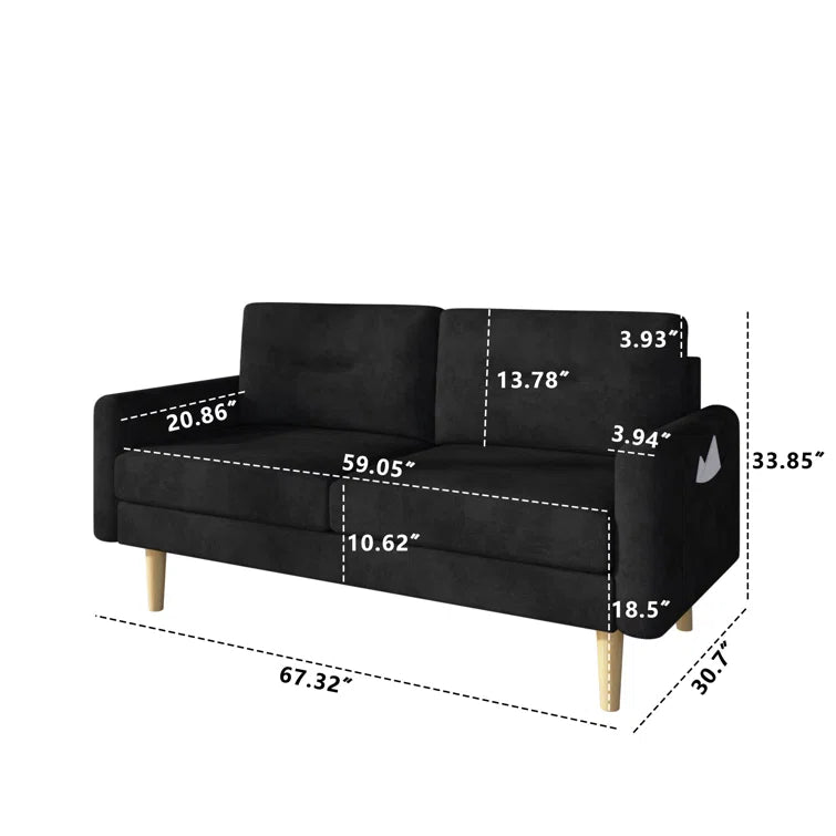 Deyra 68'' Velvet Small Loveseat Sofa Couch - Quality, Style, and Functionality for Your Home - Just Home Furniture™