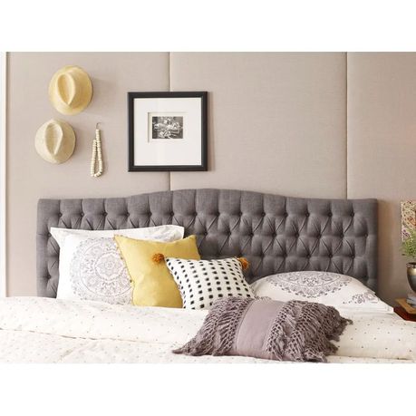 Elle Decor Celeste Padded Headboard in Dark Grey Velvet - Quality, Style, and Functionality for Your Home - Just Home Furniture™