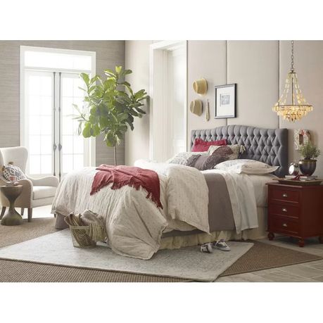 Elle Decor Celeste Padded Headboard in Dark Grey Velvet - Quality, Style, and Functionality for Your Home - Just Home Furniture™