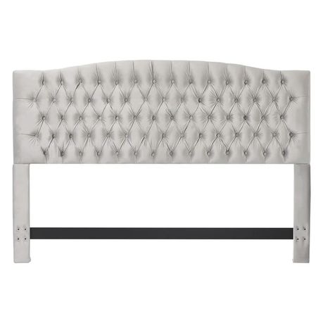 Elle Decor Celeste Padded Headboard in Light Grey Velvet - Quality, Style, and Functionality for Your Home - Just Home Furniture™