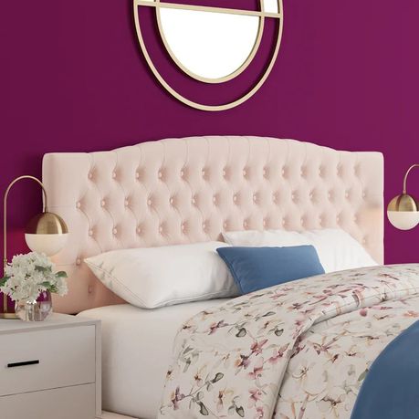 Elle Decor Celeste Padded Headboard in Pink Velvet - Quality, Style, and Functionality for Your Home - Just Home Furniture™