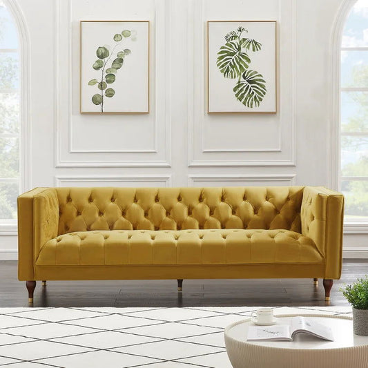 Emerson 84" Mid Century Modern Style Chesterfield Sofa Couch for Living Room - Quality, Style, and Functionality for Your Home - Just Home Furniture™