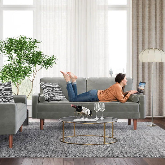 Enedelia 3 Seater 69.3'' W Velvet Square Arm Sofa Loveseat - Quality, Style, and Functionality for Your Home - Just Home Furniture™
