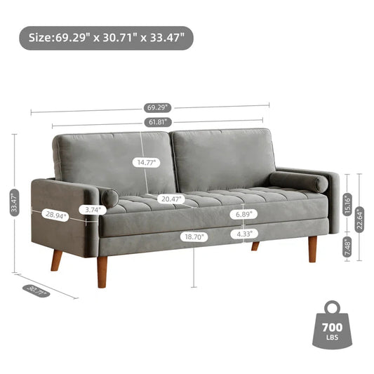Enedelia 3 Seater 69.3'' W Velvet Square Arm Sofa Loveseat - Quality, Style, and Functionality for Your Home - Just Home Furniture™