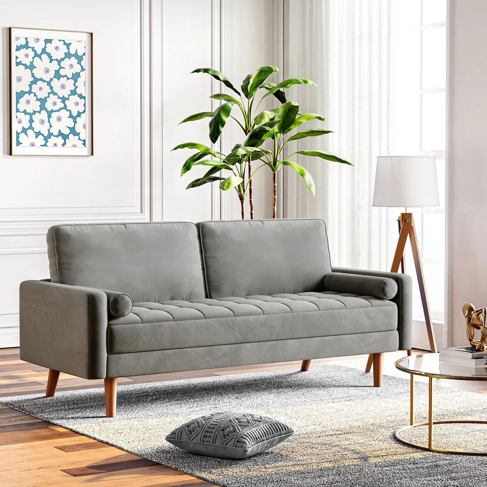 Enedelia 3 Seater 69.3'' W Velvet Square Arm Sofa Loveseat - Quality, Style, and Functionality for Your Home - Just Home Furniture™