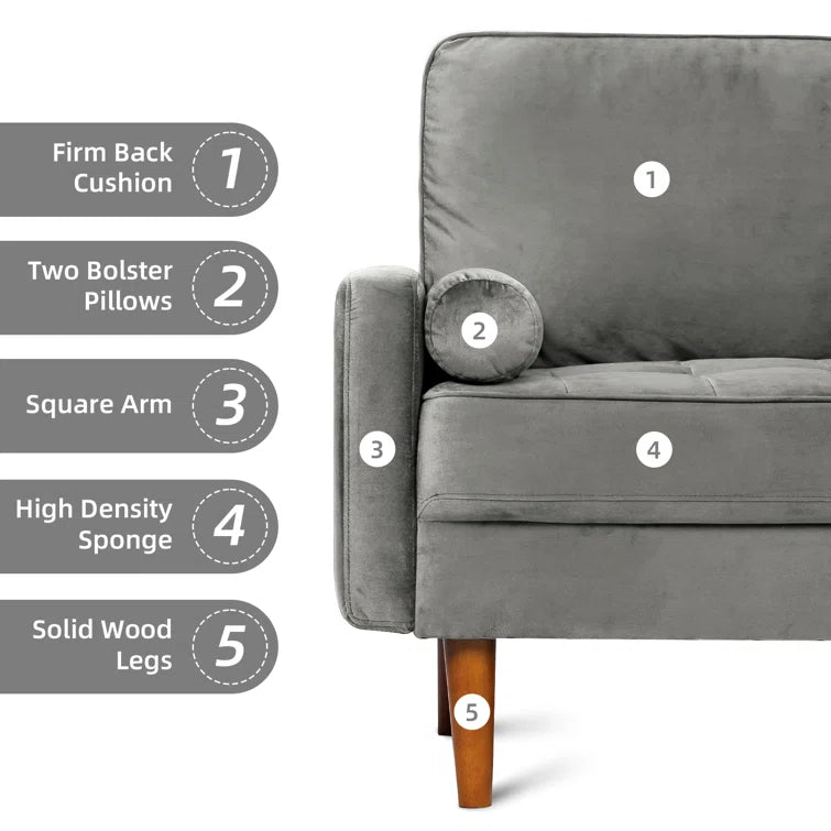 Enedelia 3 Seater 69.3'' W Velvet Square Arm Sofa Loveseat - Quality, Style, and Functionality for Your Home - Just Home Furniture™