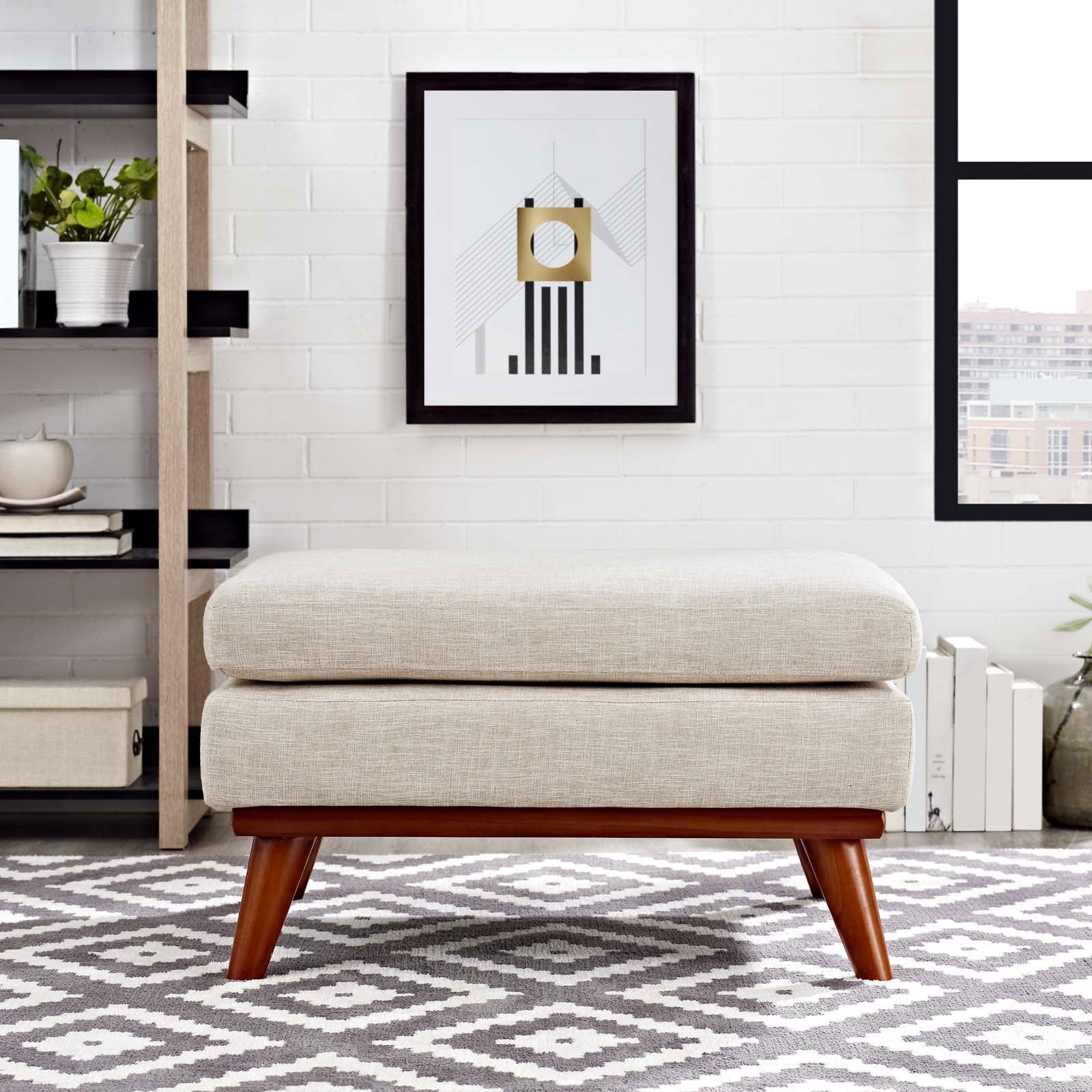 Engage Upholstered Fabric Ottoman in Beige - Quality, Style, and Functionality for Your Home - Just Home Furniture™