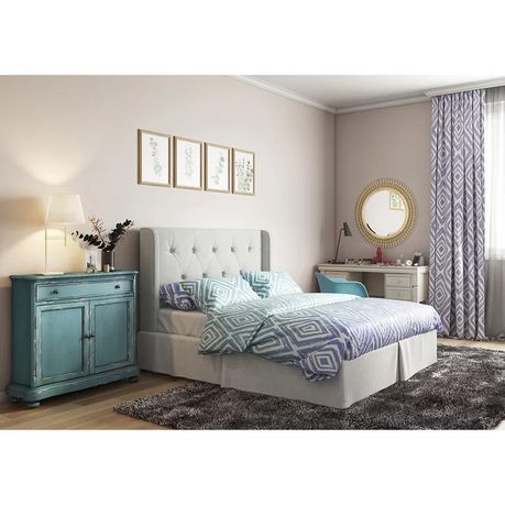 Eron Upholstered Headboard in Light Grey Beige - Quality, Style, and Functionality for Your Home - Just Home Furniture™