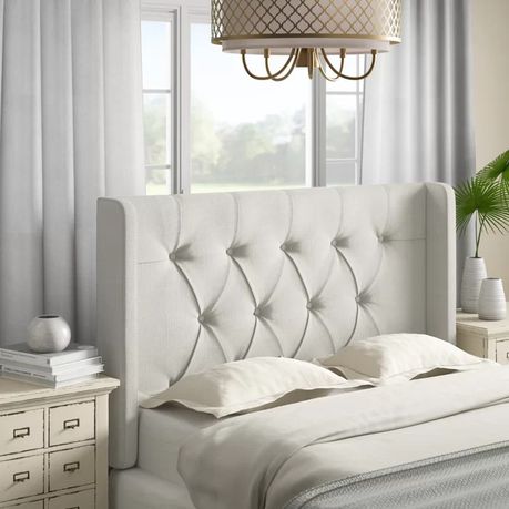Eron Upholstered Headboard in Light Grey Beige - Quality, Style, and Functionality for Your Home - Just Home Furniture™